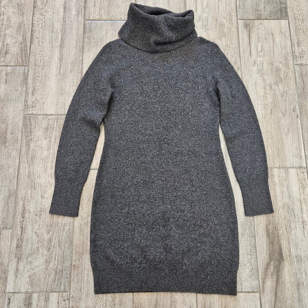 Knyt and Lynk Cashmere Sweater Dress Women XS Charcoal‎ Turtle Neck Winter